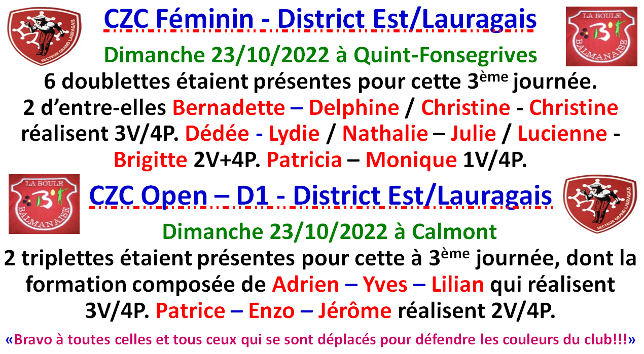CDC + CZC Féminin / Open 23/10/22 CDC + CZC Féminin / Open 23/10/22