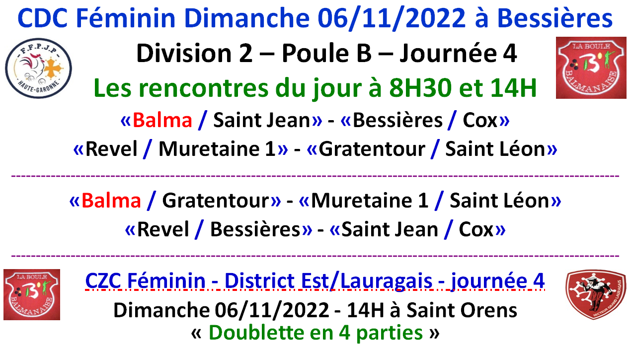 CDC + CZC Féminin et Open 06/11/22 CDC + CZC Féminin et Open 06/11/22