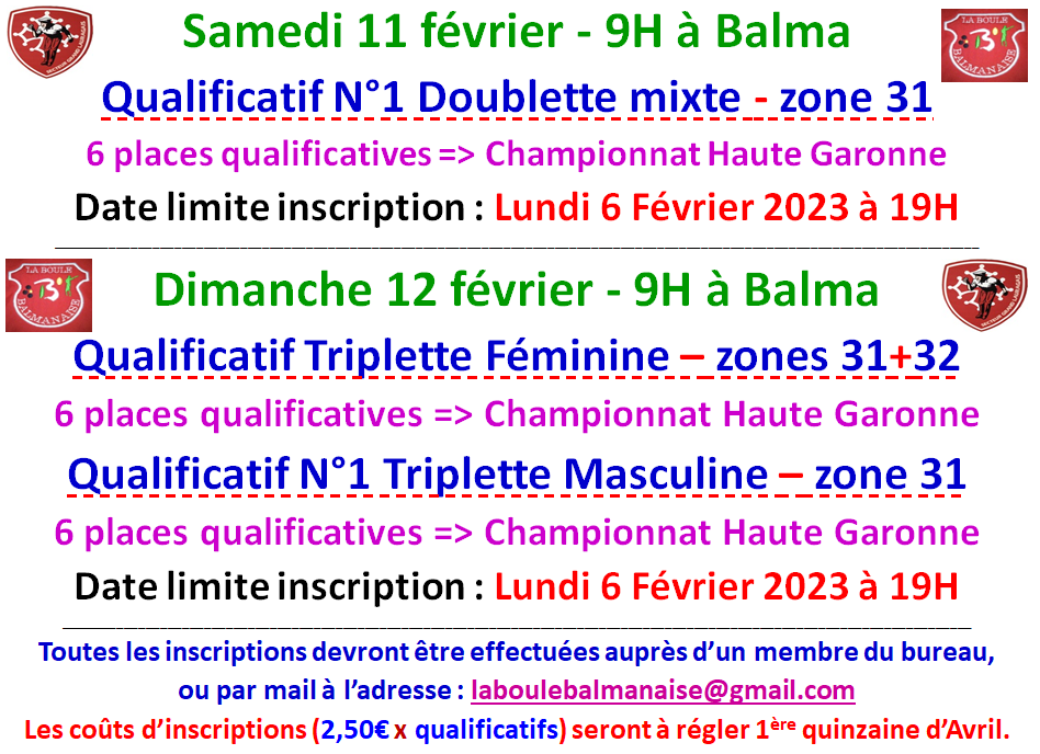 Qualificatifs ==> D Mixte + TSF + TSM à Balma