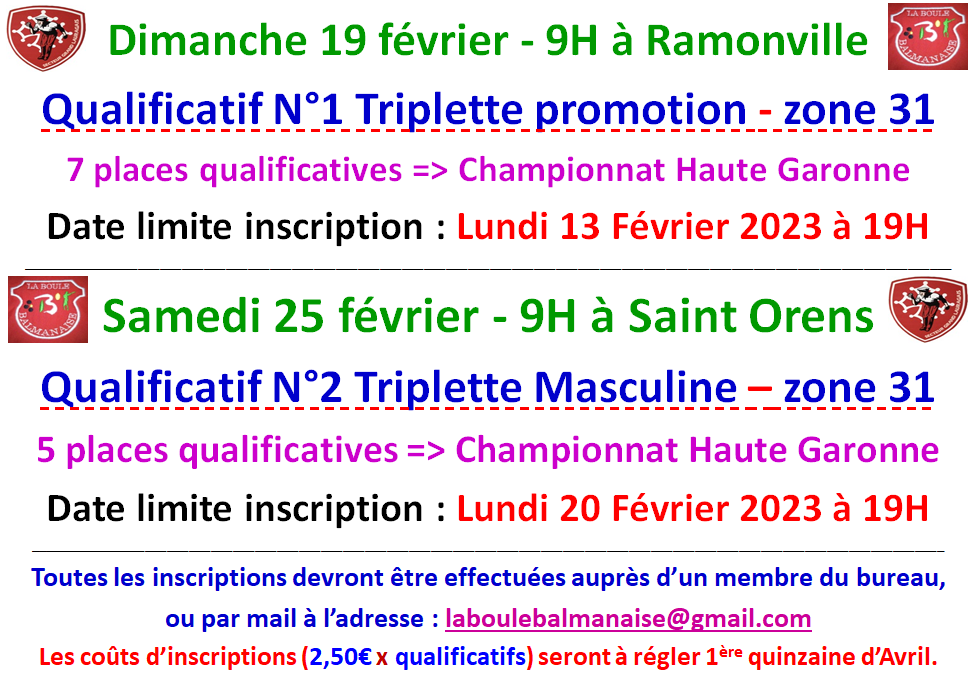 Qualificatifs ==> TSP + TSM + DSM + TTSF Qualificatifs ==> TSP + TSM + DSM + TTSF