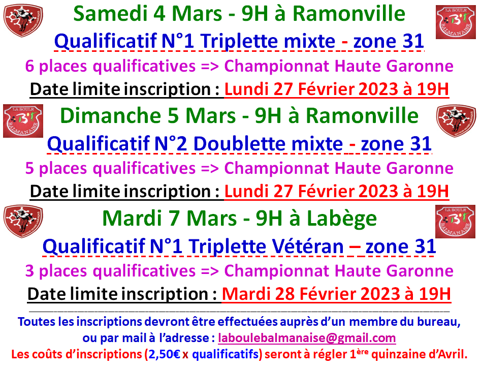 Qualificatifs Q1 T Mixte + Q2 D Mixte + Q1 T Vétéran