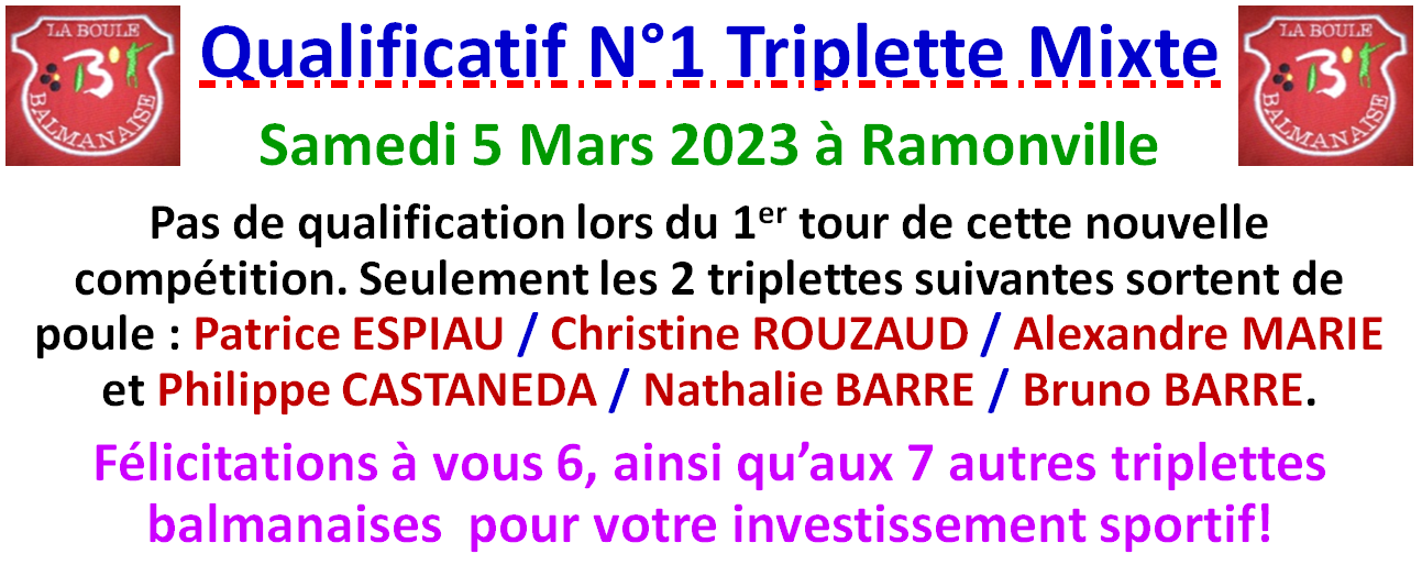 Qualificatif N°1 T Mixte Ramonville 04/03/23