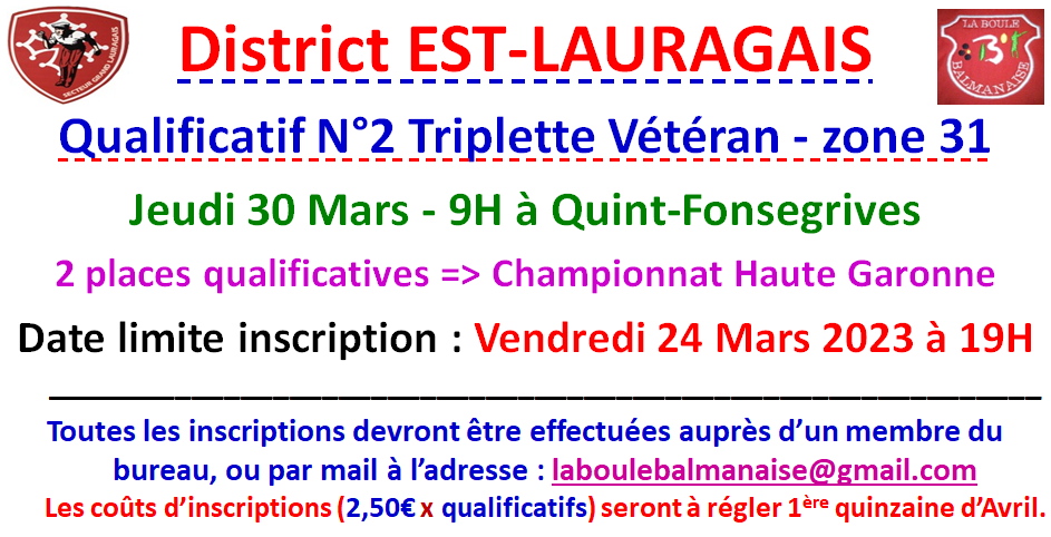 Qualificatif N° 2 T Vétéran Quint-Fonsegrives 30/03/23 Qualificatif N° 2 T Vétéran Quint-Fonsegrives 30/03/23