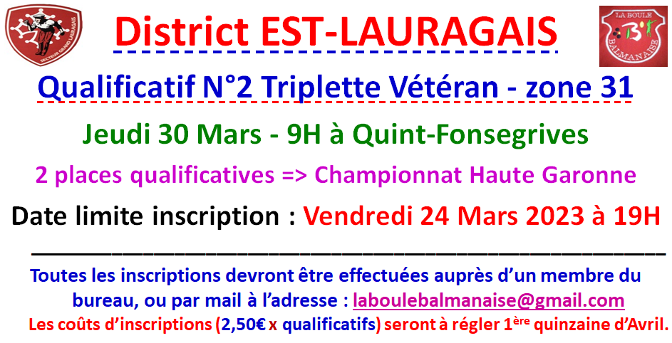 Qualificatif N° 2 T Vétéran Quint-Fonsegrives 30/03/23