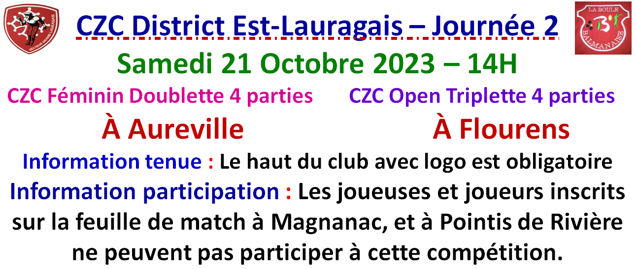 CZC Féminin + Open 21/10/23 CZC Féminin + Open 21/10/23