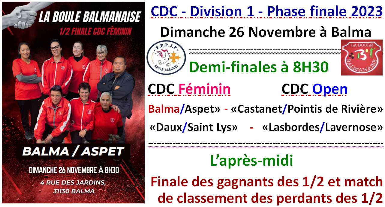 CDC Féminin + Open Division 1 Phase finale CDC Féminin + Open Division 1 Phase finale