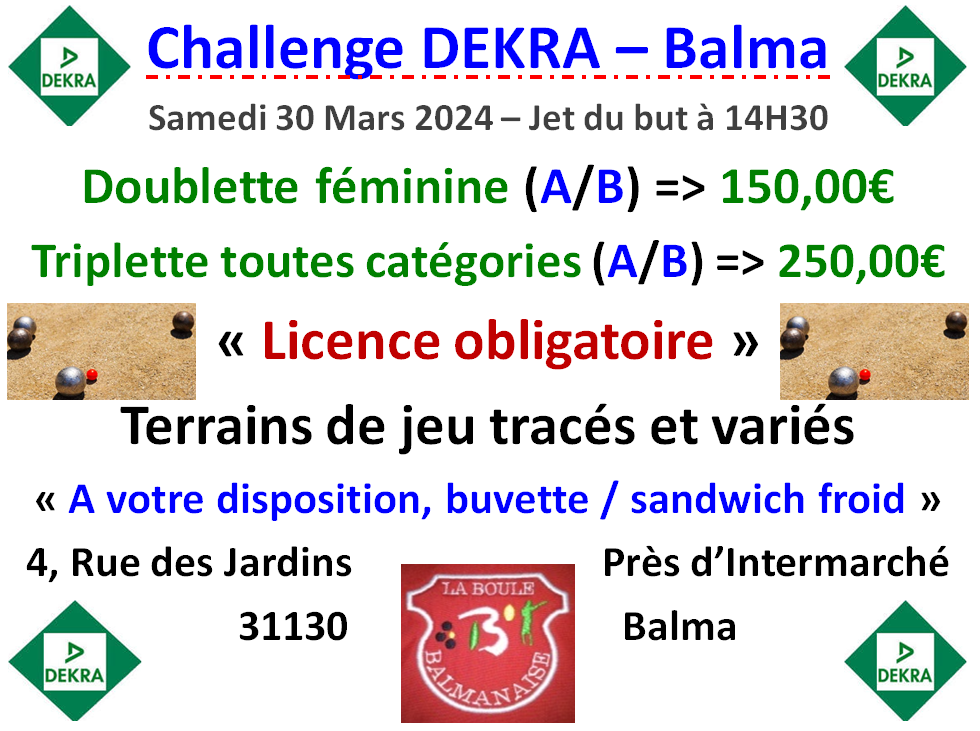 Challenge DEKRA Balma 30/03/24 Challenge DEKRA Balma 30/03/24
