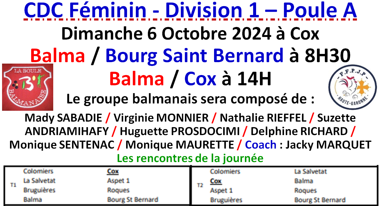 CDC Féminin J1 à Cox 06/10/24 CDC Féminin J1 à Cox 06/10/24