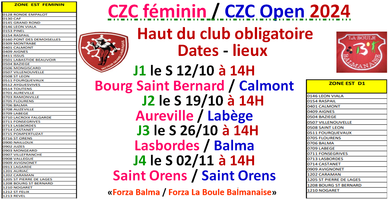 CZC Féminin et Open 2024 CZC Féminin et Open 2024