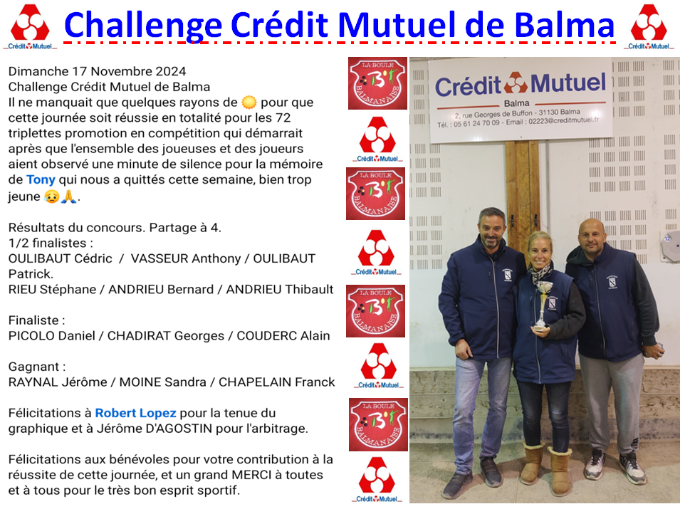Challenge Crédit Mutuel Balma 17/11/24 Challenge Crédit Mutuel Balma 17/11/24