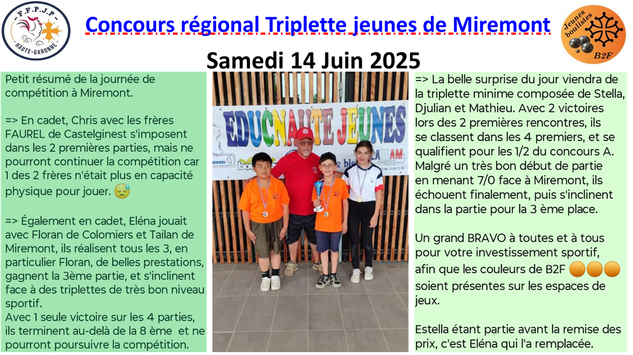 Triplette jeunes Miremont 14/06/25