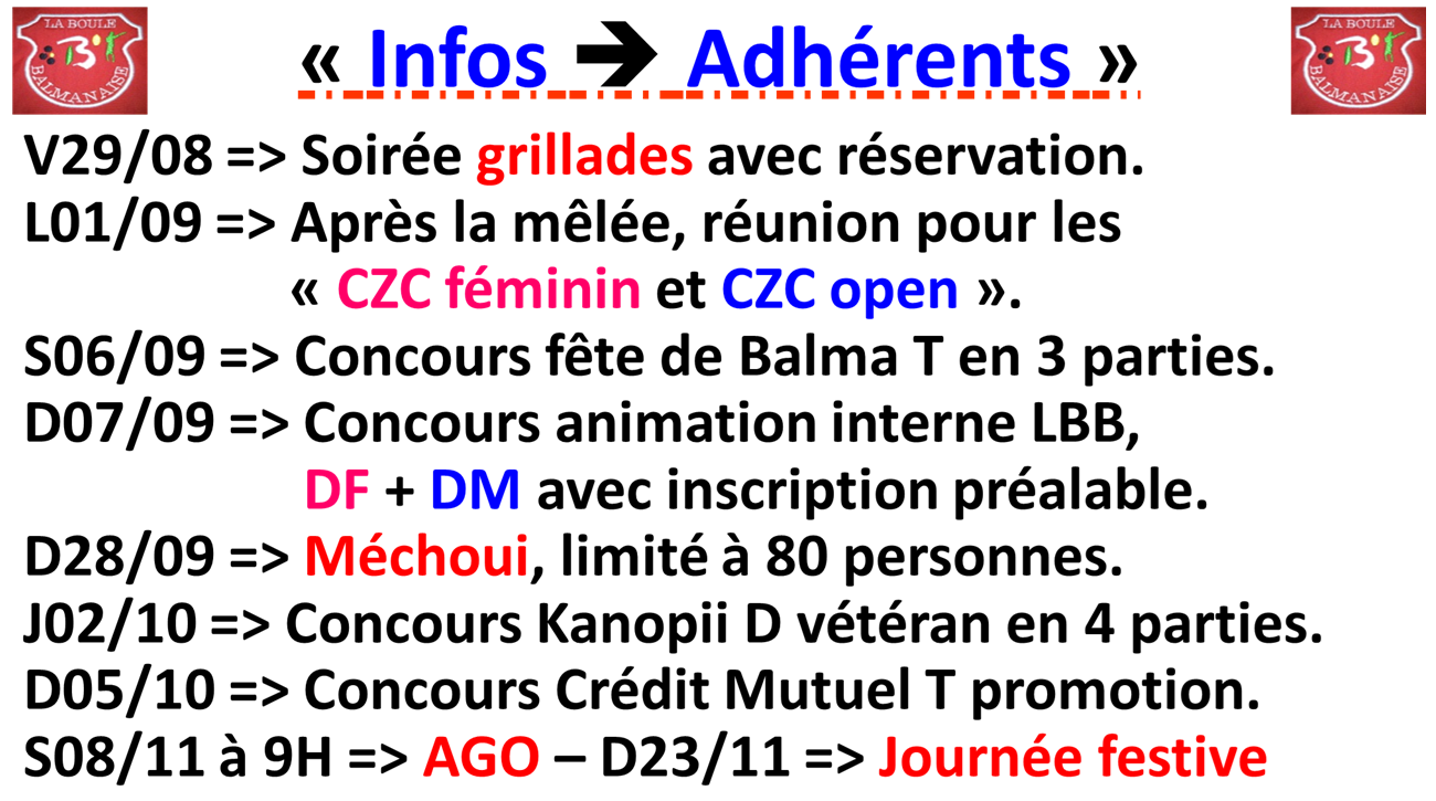 Infos => adhérents LBB