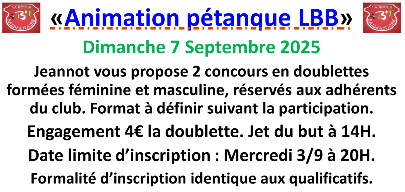 Animation pétanque LBB 07/09/25 Animation pétanque LBB 07/09/25