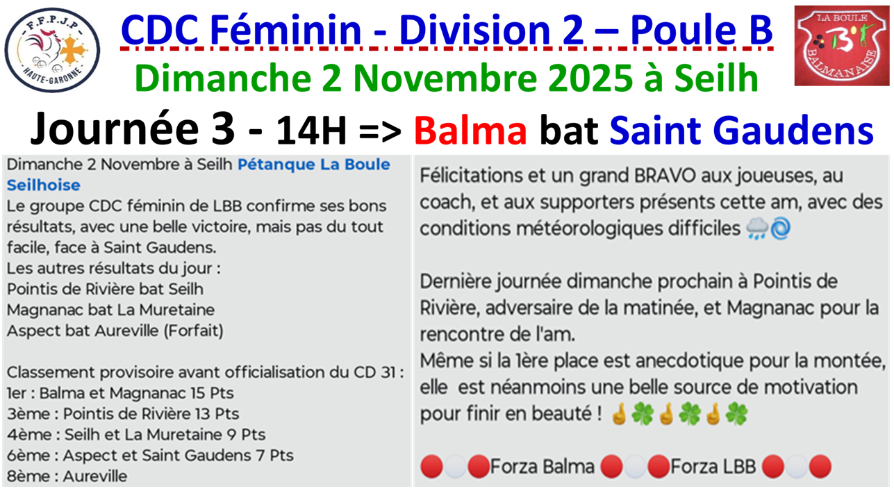CDC féminin résultatsJ3 à Seilh CDC féminin résultatsJ3 à Seilh
