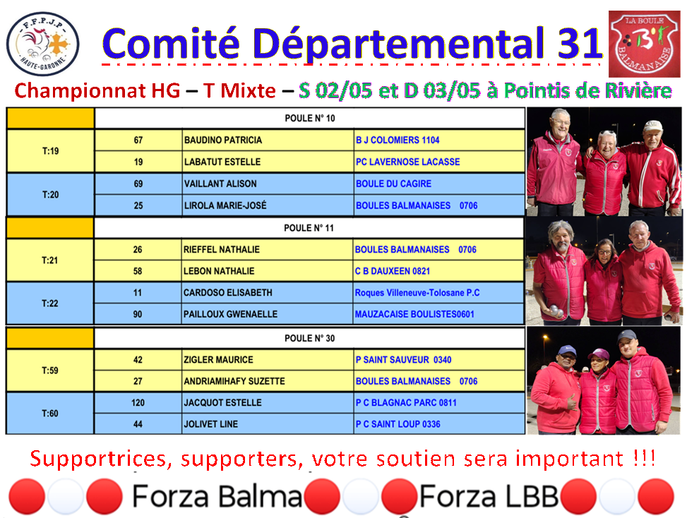 Championnat T Mixte à Pointis de Rivière Championnat T Mixte à Pointis de Rivière
