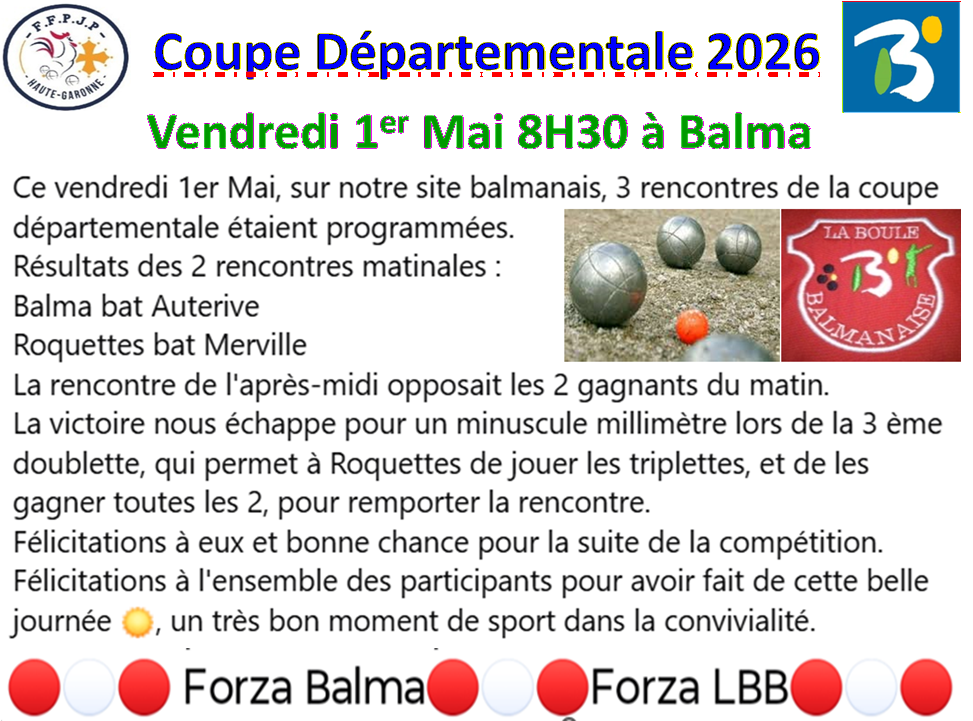 Coupe départementale 01/05/26 Coupe départementale 01/05/26