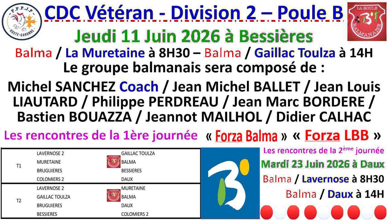 CDC Vétéran J1 Bessières 11/06/26 CDC Vétéran J1 Bessières 11/06/26