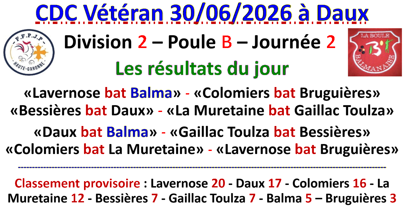 CDC Vétéran J2 Daux 30/06/26