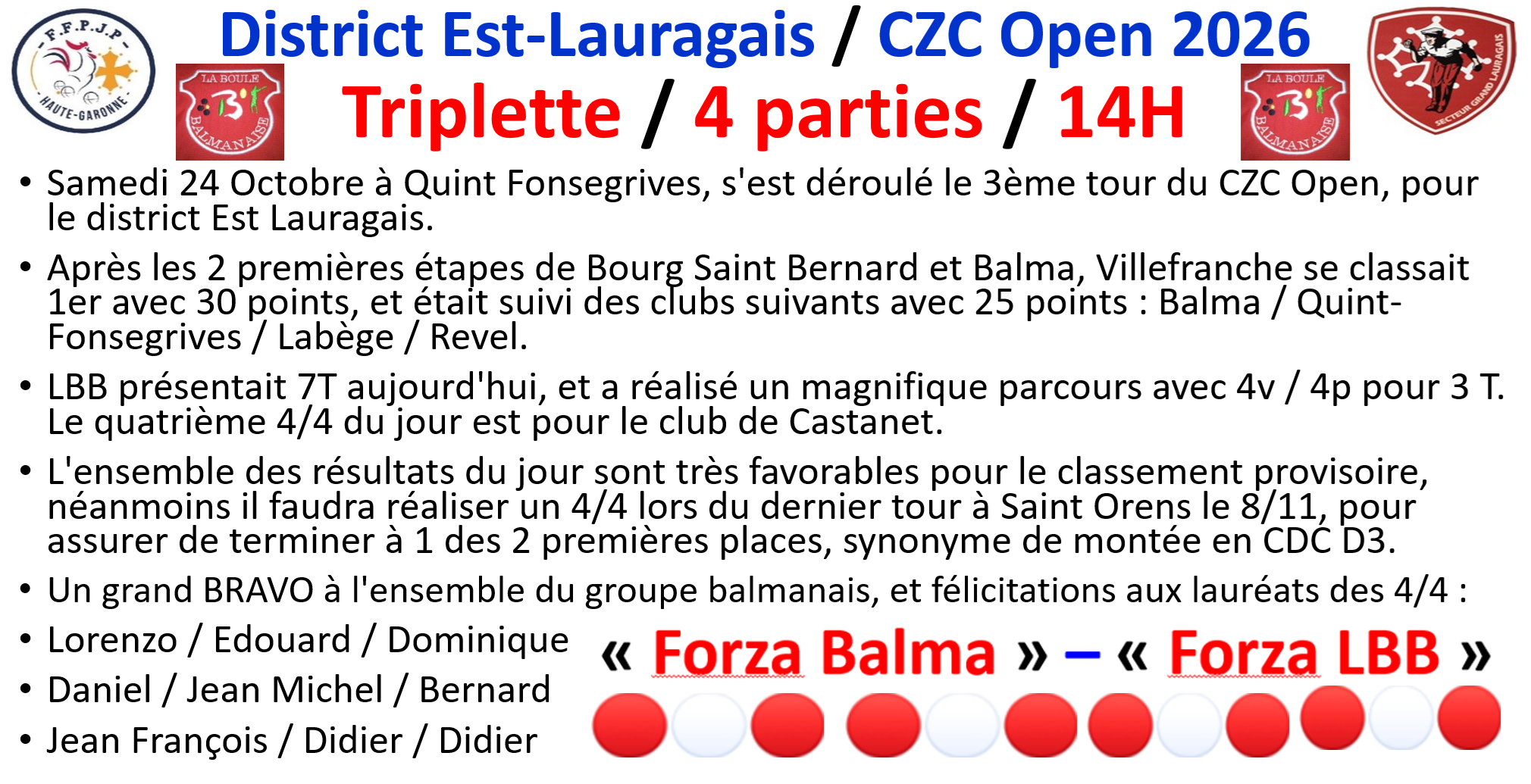 CZC Open à Quint-Fonsegrives 24/10/26 CZC Open à Quint-Fonsegrives 24/10/26