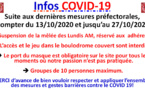 COVID19 mesures à compter du 13/10/2020
