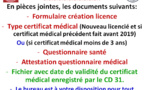 Documents pour licence 2021