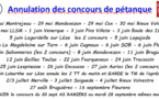 Annulation concours pétanque 28/05/2021
