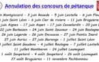 Annulation concours pétanque 02/06/2021