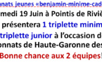 Championnat jeunes à Pointis de Rivière 15/06/2021