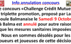 Challenge Crédit Mutuel du 09/10/21 est annulé
