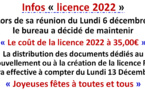 Infos licence 2022