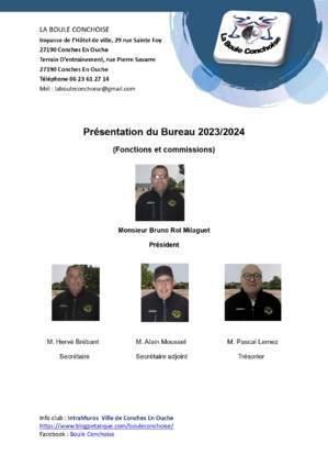 Changement de membre du bureau le 07 février 2024 Changement de membre du bureau le 07 février 2024