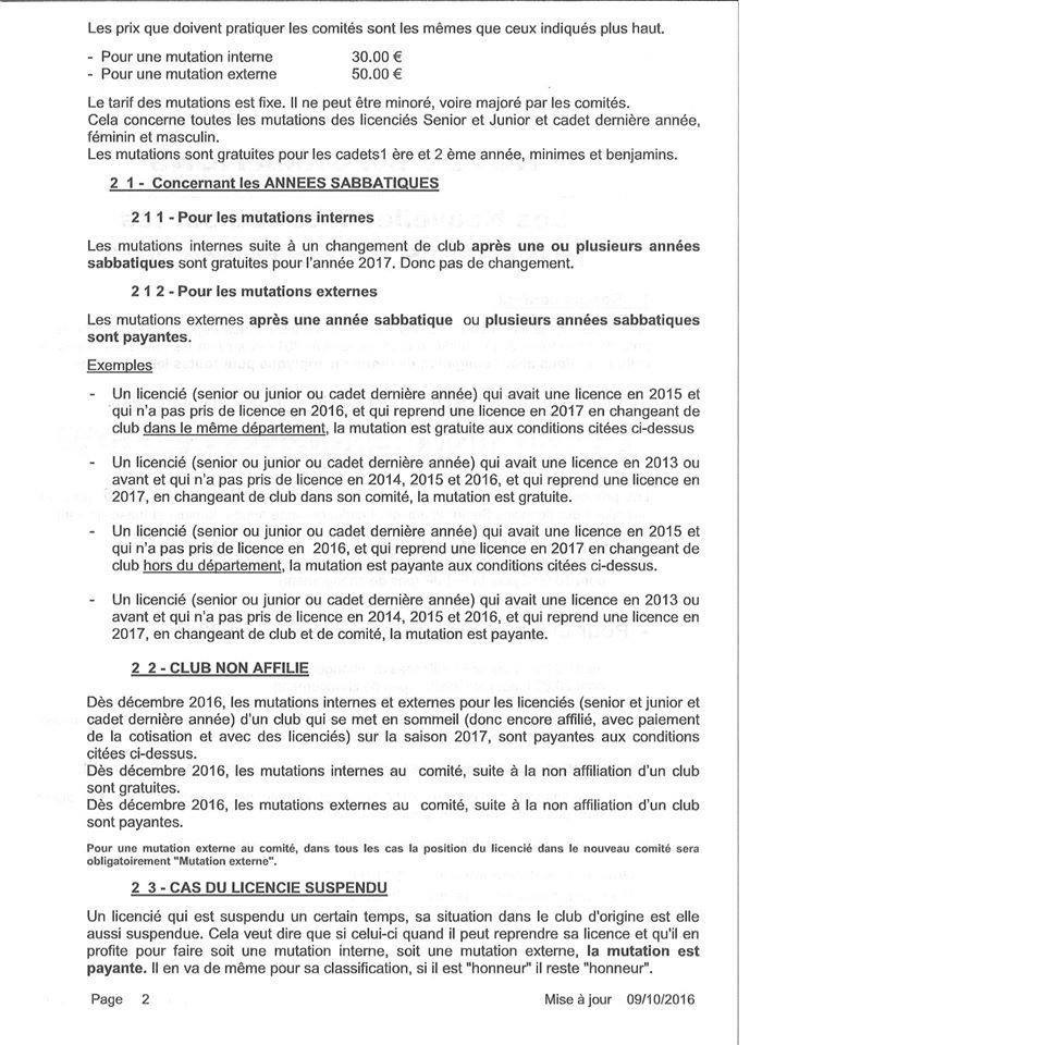 NOUVELLES RÈGLES DE MUTATION NOUVELLES RÈGLES DE MUTATION