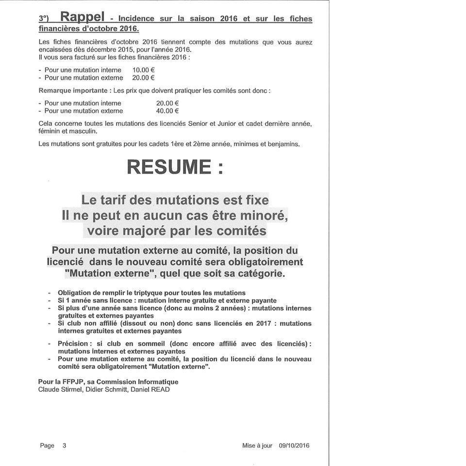 NOUVELLES RÈGLES DE MUTATION NOUVELLES RÈGLES DE MUTATION