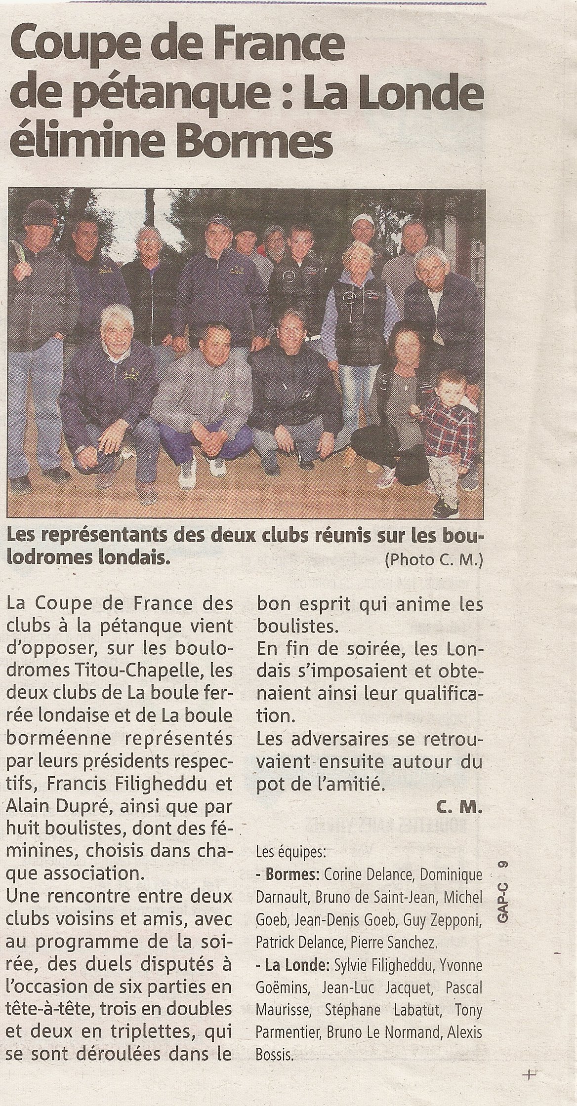 COUPE DU VAR : BFL contre BORMES COUPE DU VAR : BFL contre BORMES