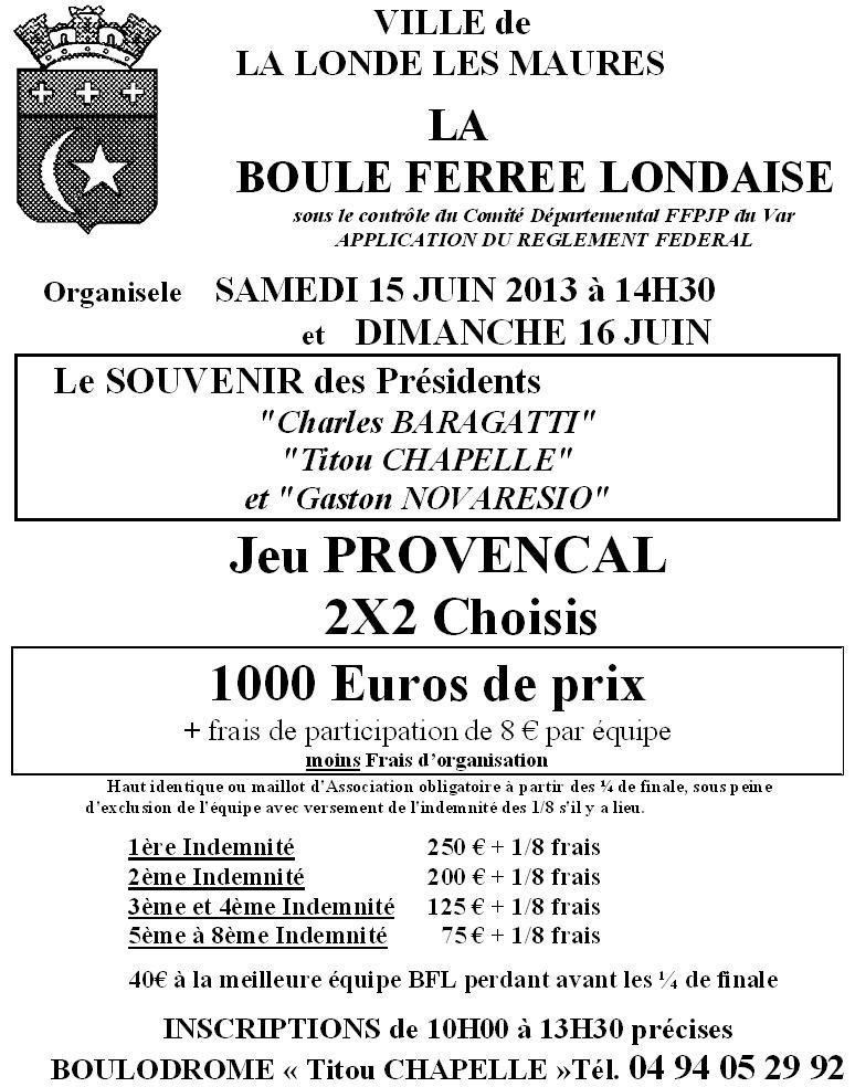 SOUVENIR DES PRÉSIDENTS AU JEU PROVENÇAL 2X2