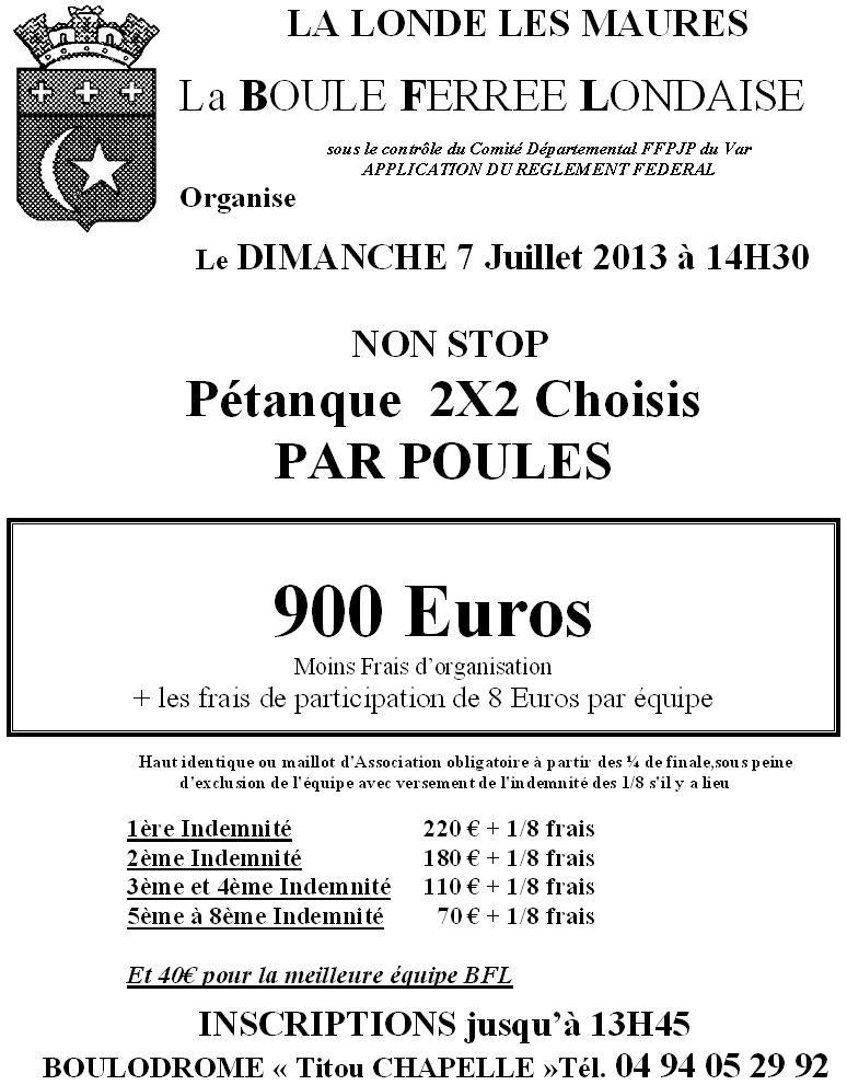 PÉTANQUE LE 7 JUILLET A LA BFL