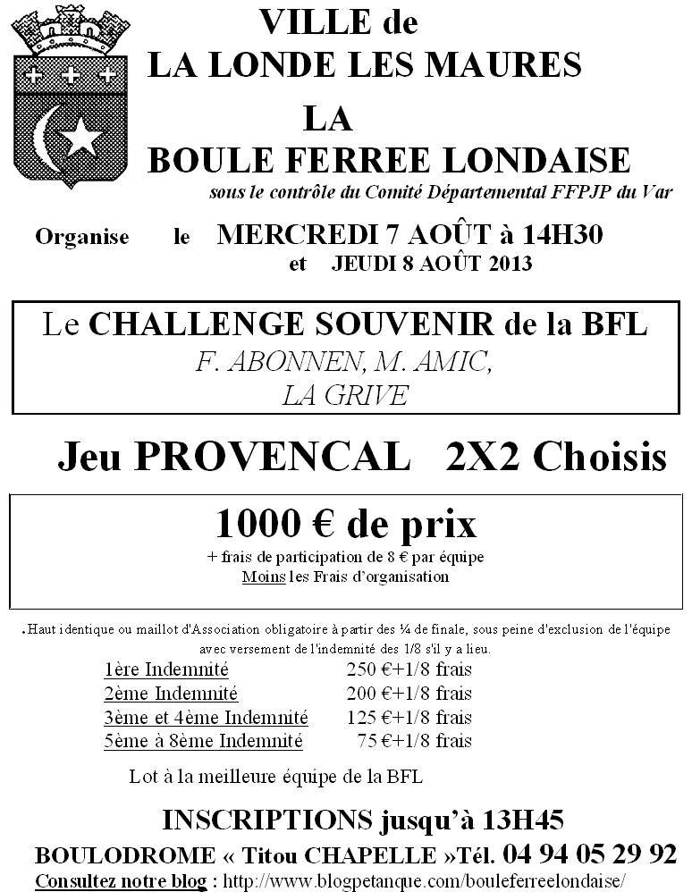 CONCOURS EN AOÛT A LA BFL
