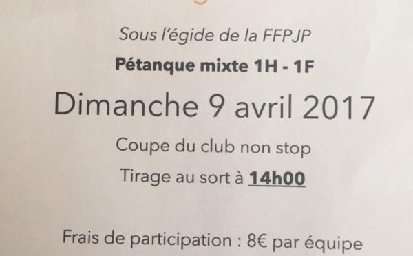 MIXTE 1H+1F    A LA BFL LE DIMANCHE  9 AVRIL