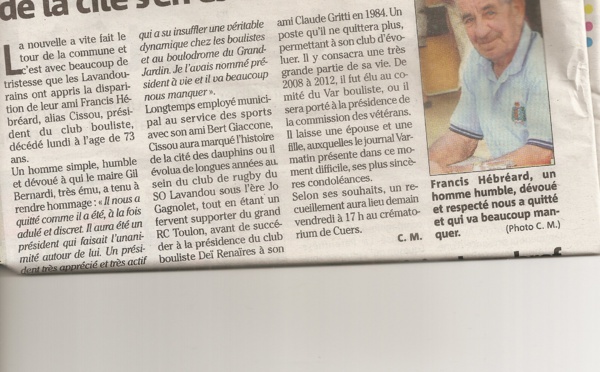 Un ami nous a quitté