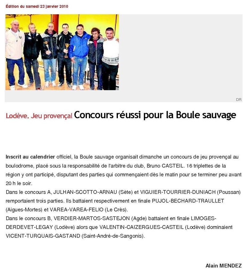 Résultats - Concours Triplette Provençal Résultats - Concours Triplette Provençal