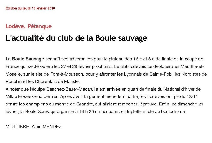 16ème et 8ème de finale nationale - 2009 / 2010 16ème et 8ème de finale nationale - 2009 / 2010