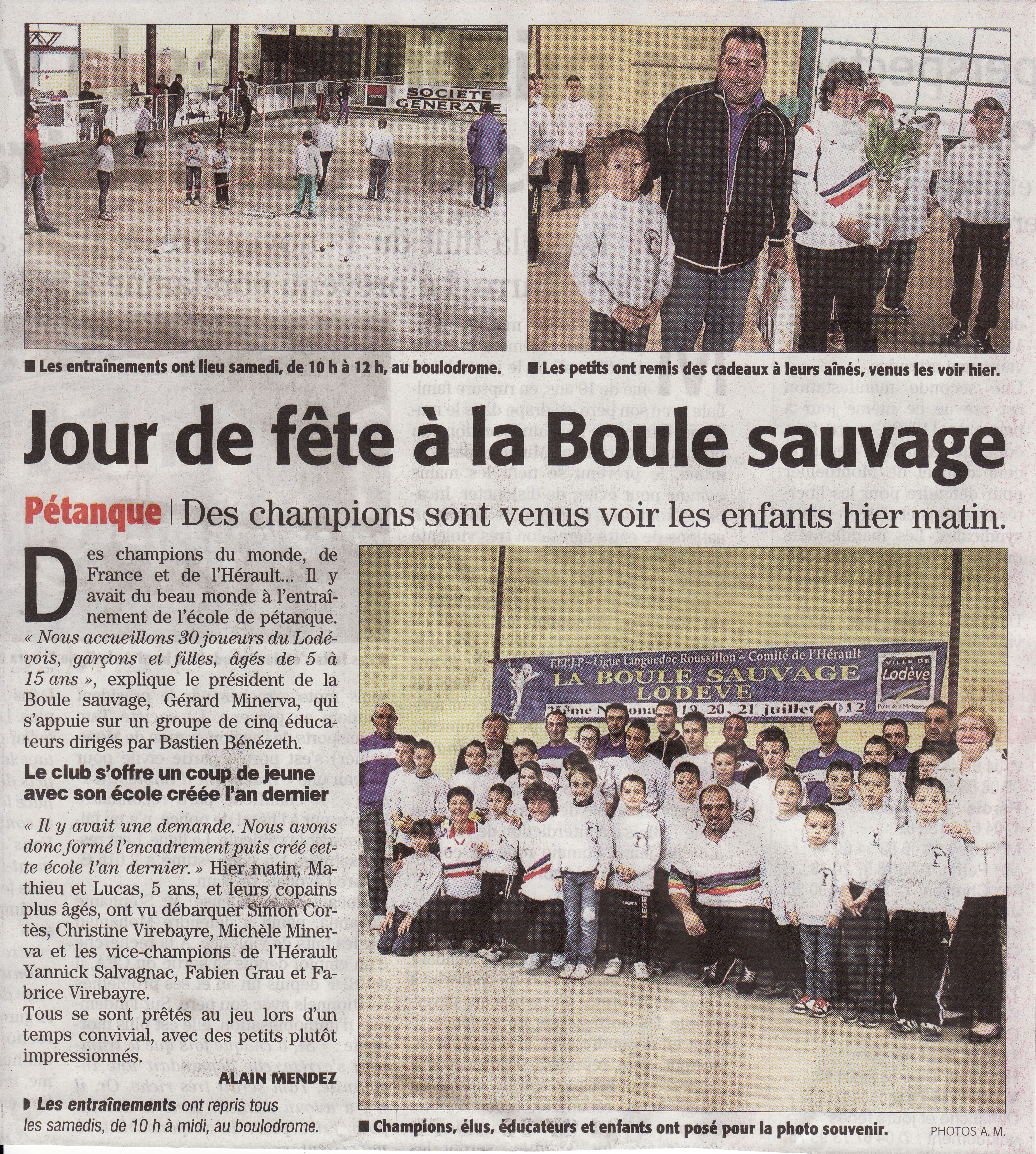 L'école de pétanque dans le Midi Libre du 10/11/2013 L'école de pétanque dans le Midi Libre du 10/11/2013