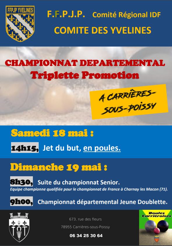 Championnat Départemental X3 Promotion- Championnat Départemental Doublette Jeune