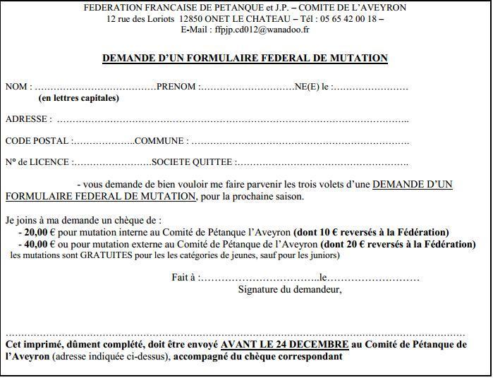 Demande de mutation 2015 Demande de mutation 2015