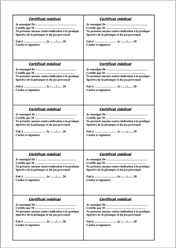 Certificat Medical