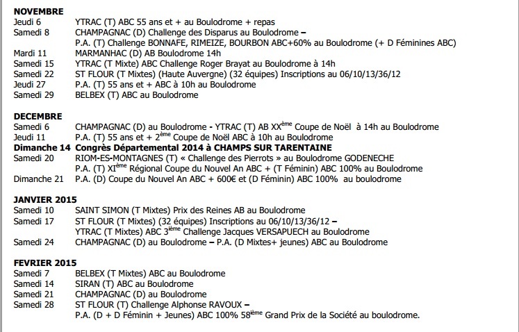 Calendrier du Cantal 2014