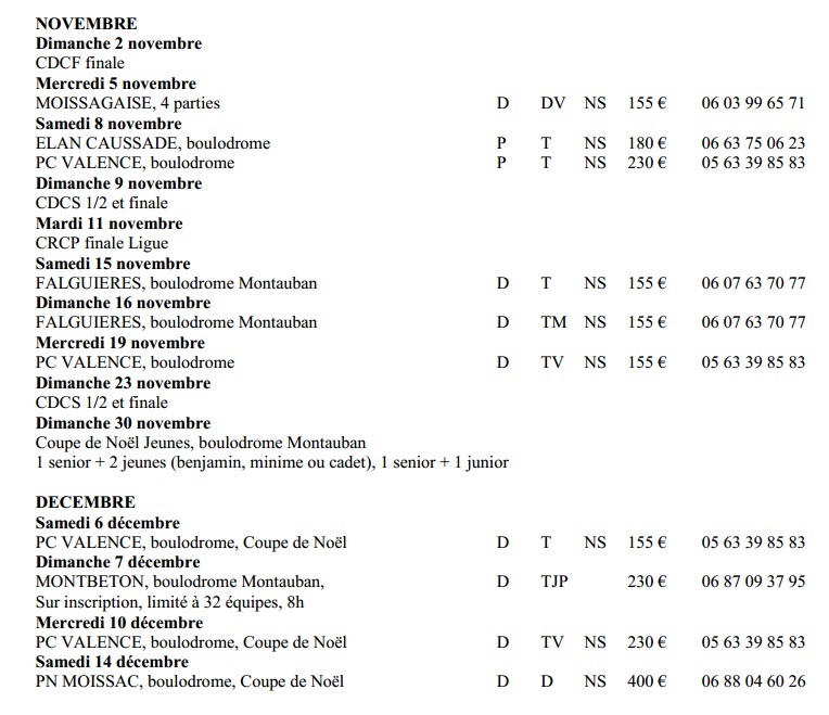Calendrier du Tarn et Garonne 2014