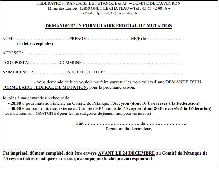 Demande de mutation 2015