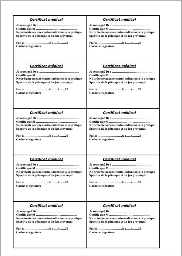 Certificat Medical