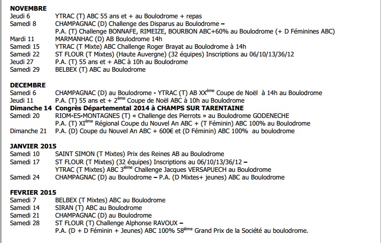 Calendrier du Cantal 2014